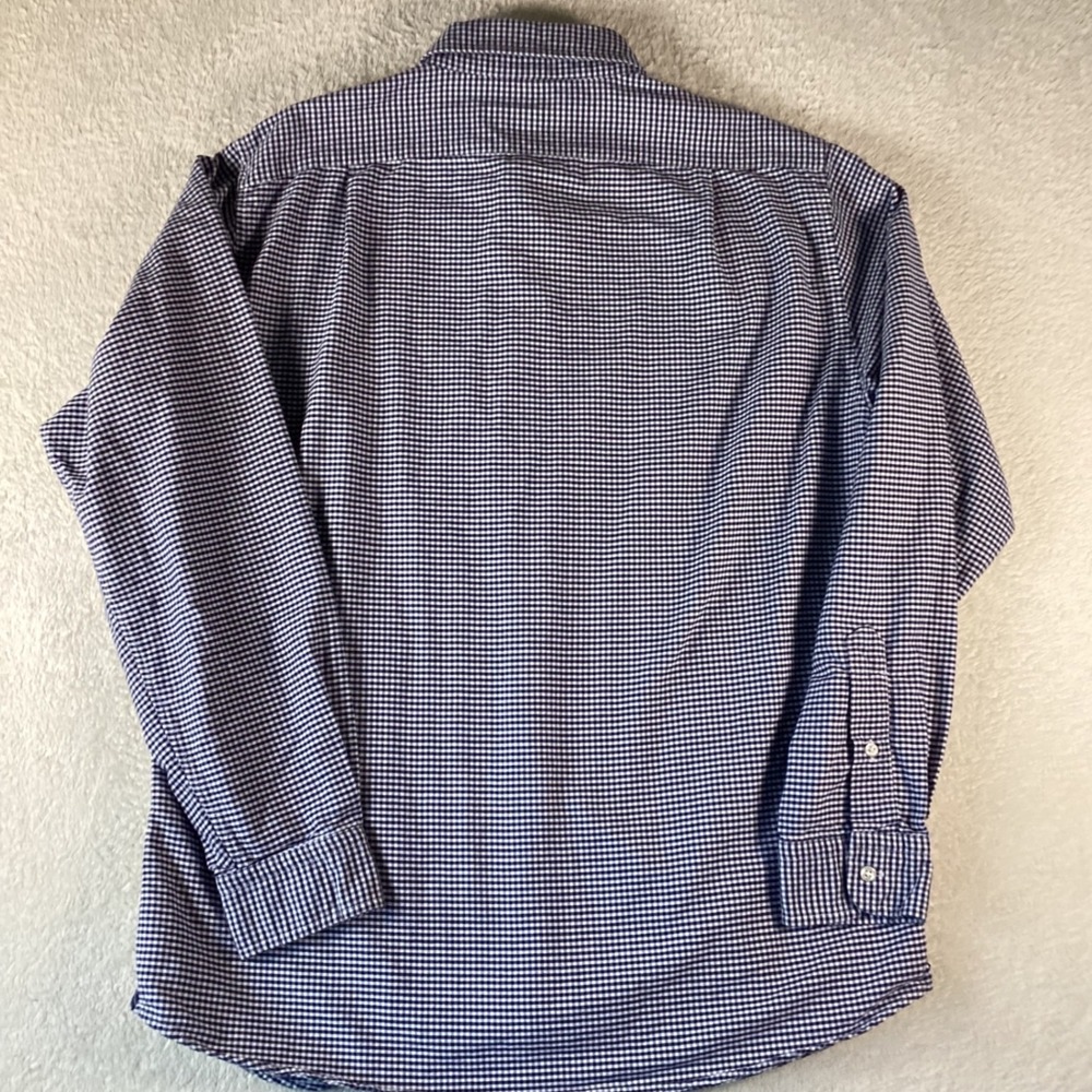Cremieux Classics Mens Slim Fit Gingham Button Down Shirt Navy Blue White Large - Picture 3 of 8